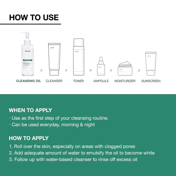 Anua Heartleaf Pore Control Cleansing Oil – Gentle Makeup Remover for Sensitive Skin