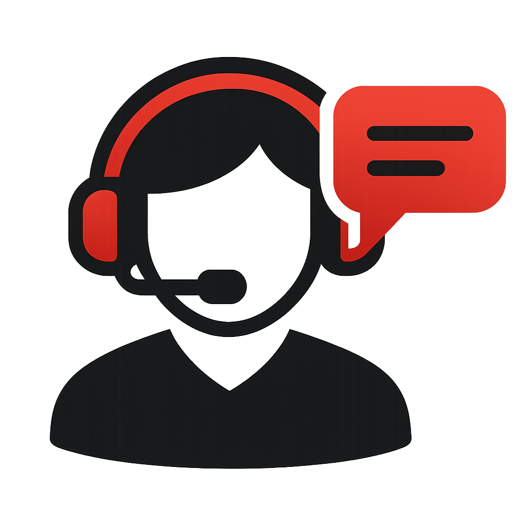 Online Support icon in red & black note make it attractbkin
