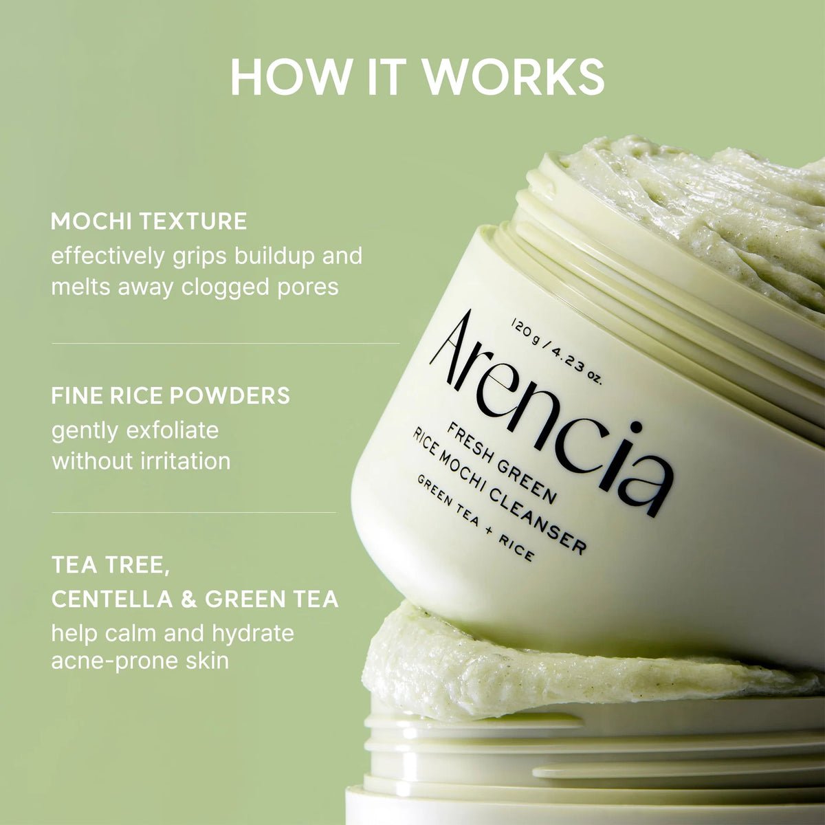Arencia Fresh Green Rice Mochi Cleanser (120g / 4.23 oz)