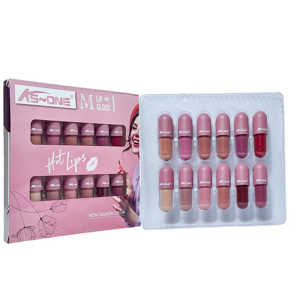 "6 Packs Deal" KS-ONE Mini Capsule Matte Lip Gloss Set 12pcs