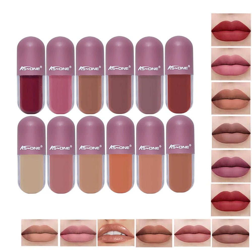 "6 Packs Deal" KS-ONE Mini Capsule Matte Lip Gloss Set 12pcs