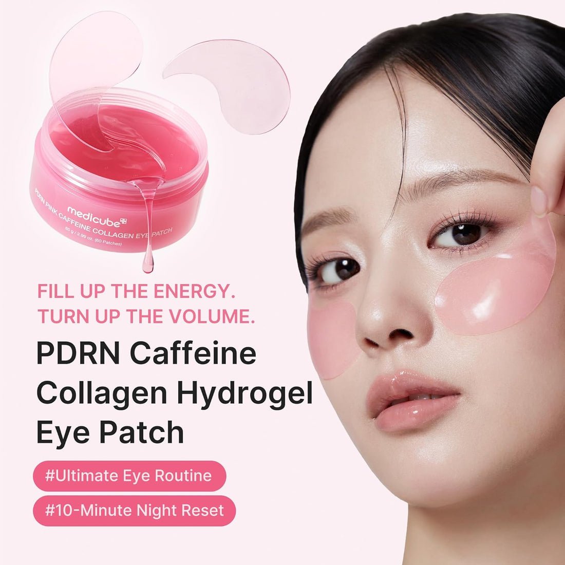 Medicube PDRN Pink Caffeine Collagen Eye Patches (60 patches / 30 pairs)